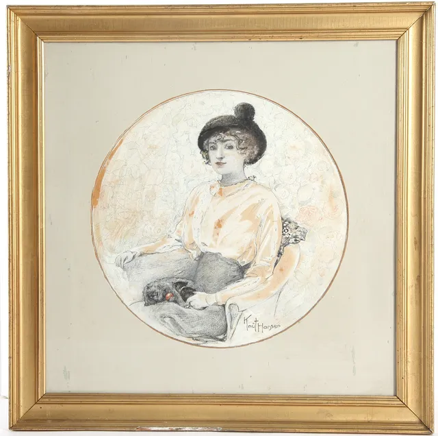 KNUT HANSEN. (1876-1926) Porträtt, måleri på papper, signerad.