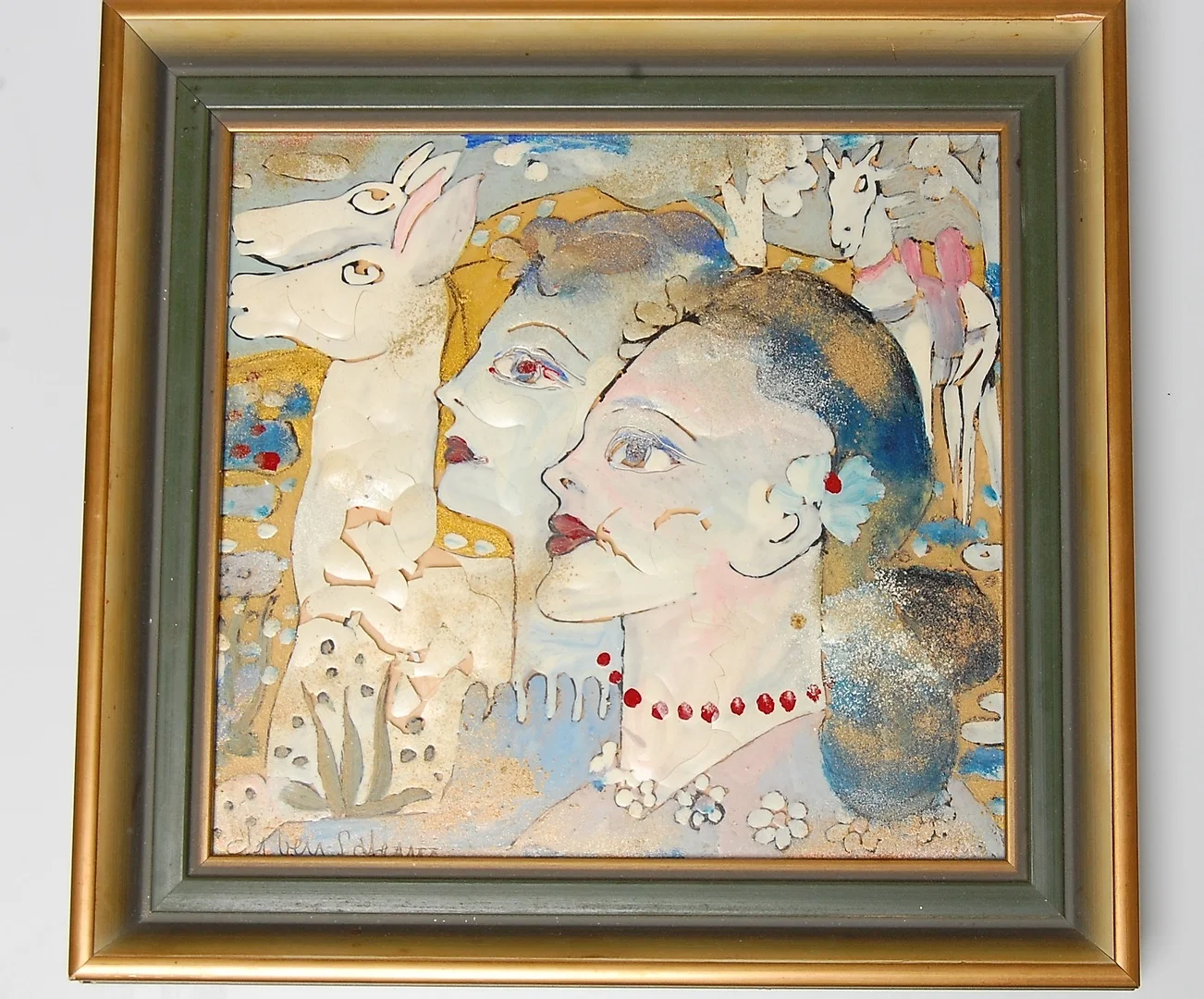 ALY BEN SALEM. emalj på glas, ( skadad ) signerad. — Paintings — Auktionsverket Engelholm