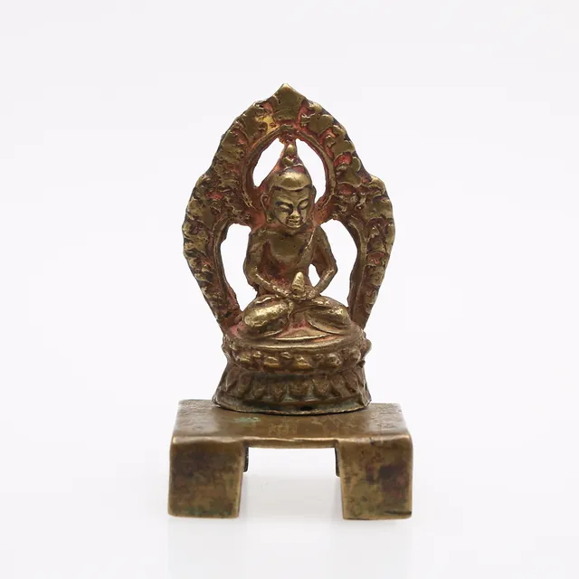 BUDDHA AMITAYUS, Nepal, kopparlegering, antikiserad, sen tillverkning.