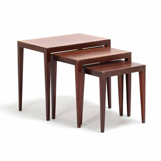Severin Hansen for Haslev Møbelsnedkeri: A set of mahogany insert tables, 1960s (3)