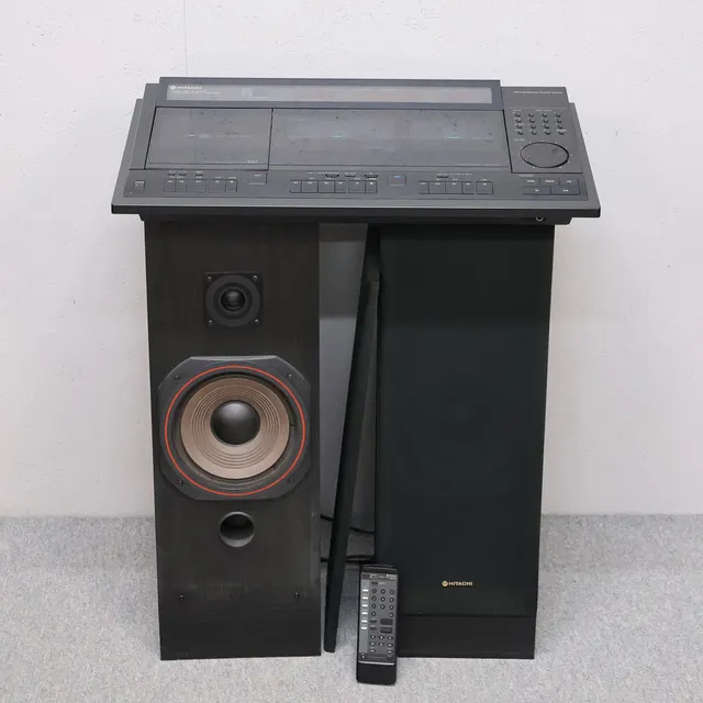 STEREO, Hitachi MX-W50, Stereo cassette Reciever / Compact Disc Player, 1987 samt högtalare och manual.