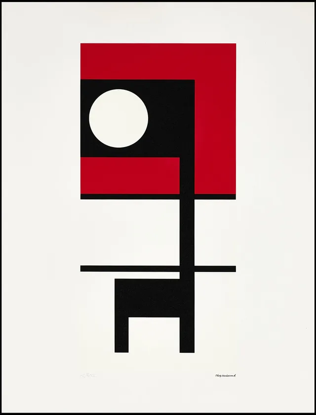 OTTO G CARLSUND (1897-1948). Efter. Komposition, HC upplaga VI/XII, serigrafi med text på baksidan.
