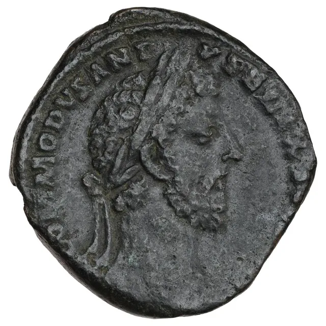 Roman Empire, Commodos, 177–192 AD. Sestertius, Jupiter seated left;. RIC 483, 19.78 g