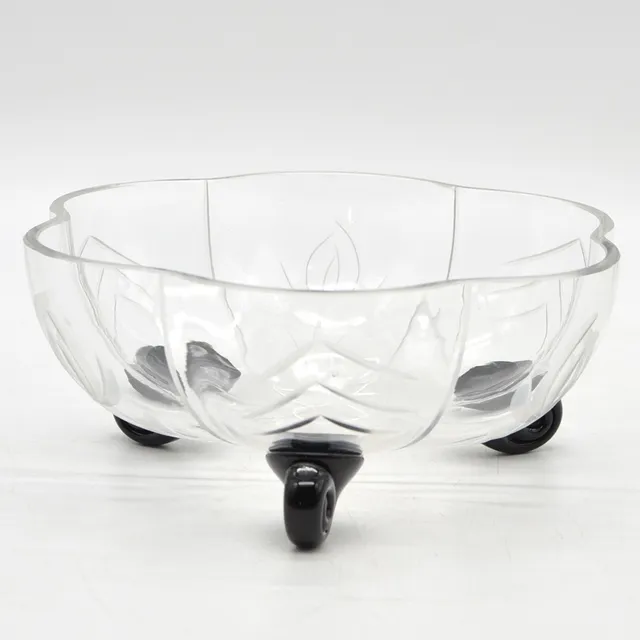 ART DECO SCHALE AUF DREI FÜSSEN, GLAS, HANDGESCHNITTEN, BÖHMEN, FRÜHES 20. JAHRHUNDERT.