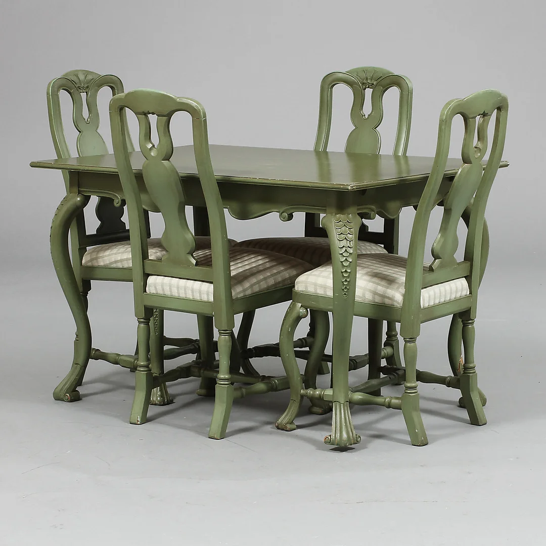 MATSALSMÖBEL, 7 delar, Rokokostil, 1900-tal. — Dining room furniture — Göteborgs Auktionsverk