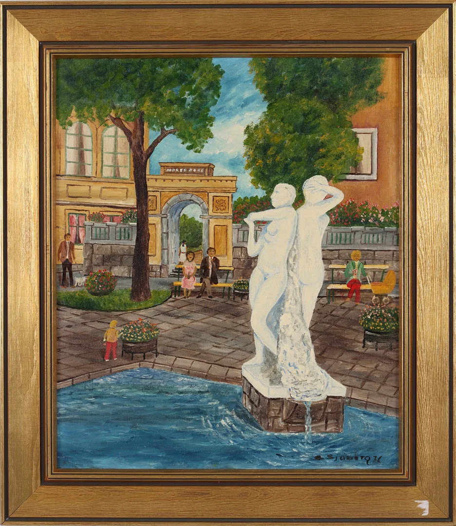 CURT SJÖBERG. Mosebacke, olja på duk, signerad. — Paintings — Stadsauktion Sundsvall