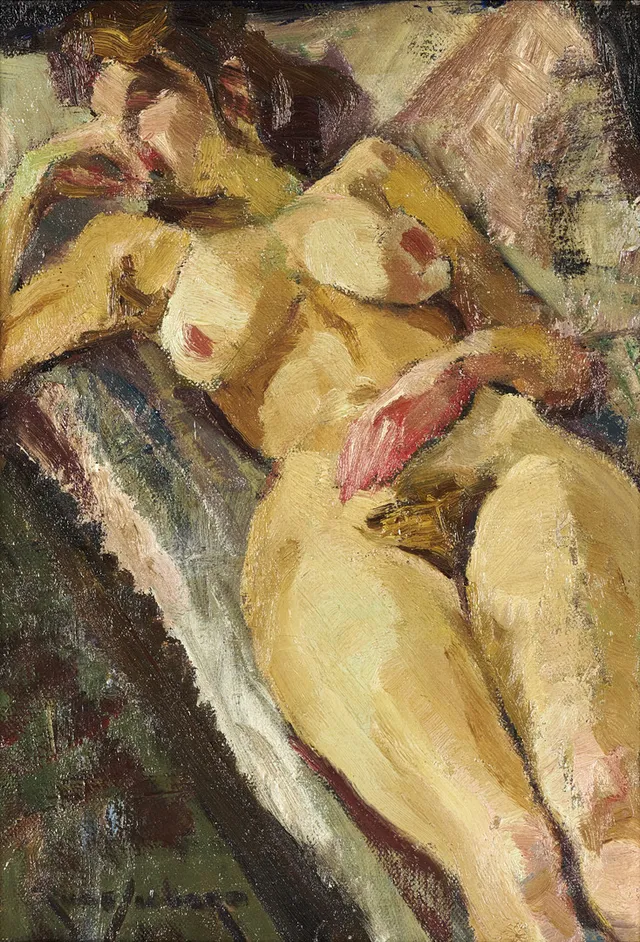 RUNE SIGVARD (1907-1943), Nakenstudie, av Kajsa i Lassekrog, signerad Rune Sigvard, daterad a tergo 1942, olja på duk.