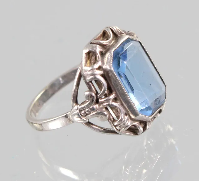 Art Deco Ring, Silber 800.