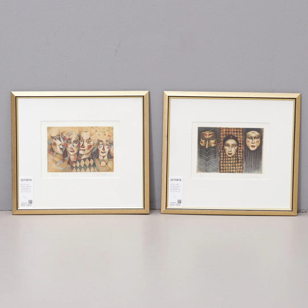 PETER JARZ. Färgetsningar, 2 st, signerade, numrerade 4/50 och 31/150. — Engravings & Prints — Växjö Auktionskammare