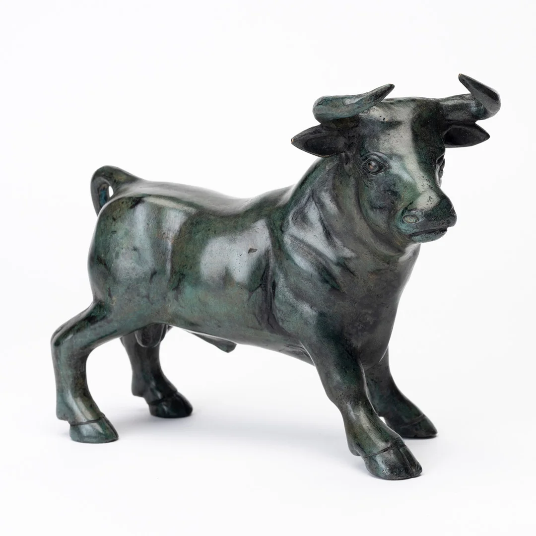 ANDREAS WARGENBRANT. "El Bull", skulptur, gönpatinerad brons, handsignerad samt gjutarstämpel, samtida. — Sculptures & Bronzes — Auktionshuset Kolonn