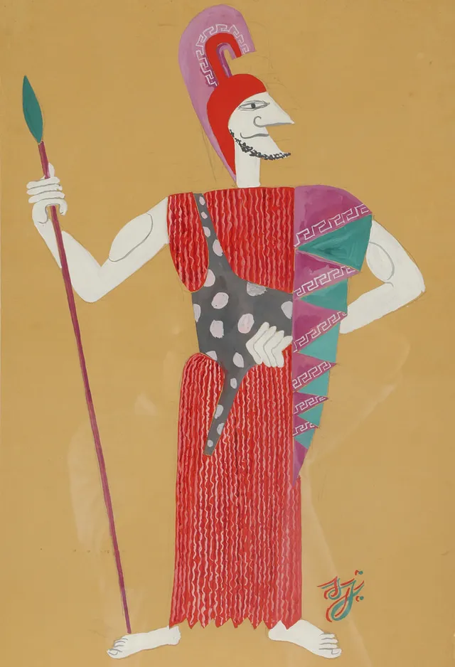 SVEND JOHANSEN (1890-1970). Figurkomposition, kostumeskitse, gouache på papir.