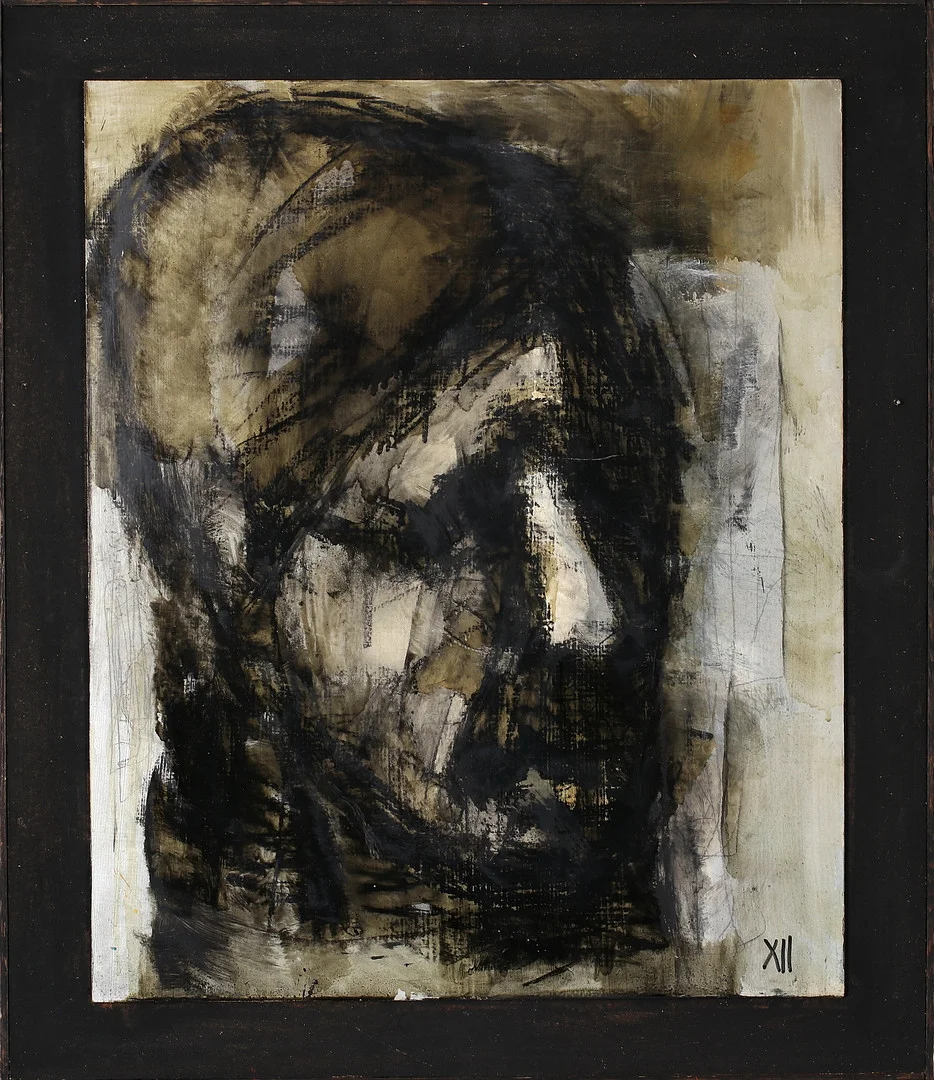 MALTE NYBERG TOLF. Porträtt, blandteknik på pannå, signerad. — Paintings — Stadsauktion Sundsvall