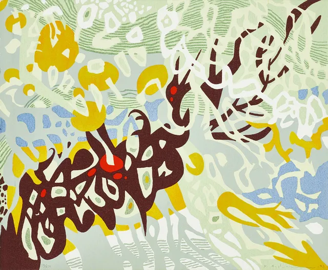 KARL AXEL PEHRSON (1921-2005). Komposition, signerad och daterad -93, numrerad 3/150, färgserigrafi på tjockt papper.