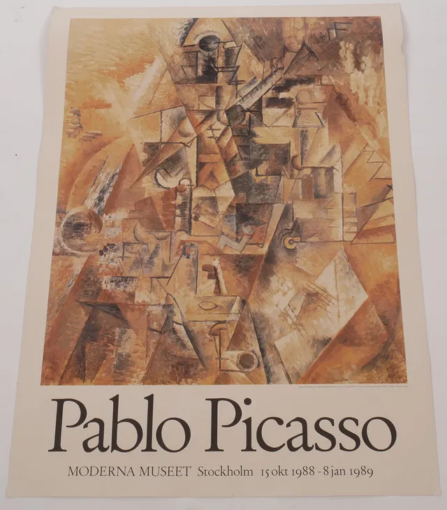 PABLO PICASSO. EFTER. Utställningsaffisch, "Klarinetten", tryck, Moderna Museet 1988-1989.