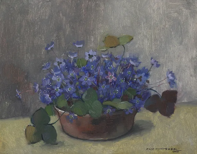 OLLE HJORTZBERG. Olja på duk, blomsterstilleben, signerad och daterad 1945.