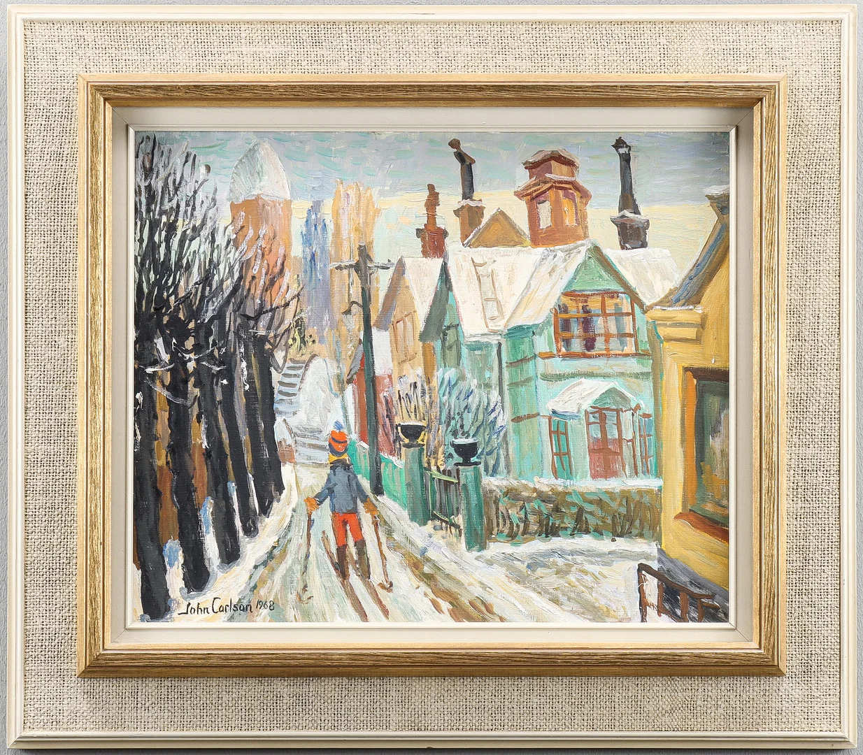 JOHN CARLSON. Olja på pannå, signerad 1969. — Paintings — Karlstad Hammarö Auktionsverk