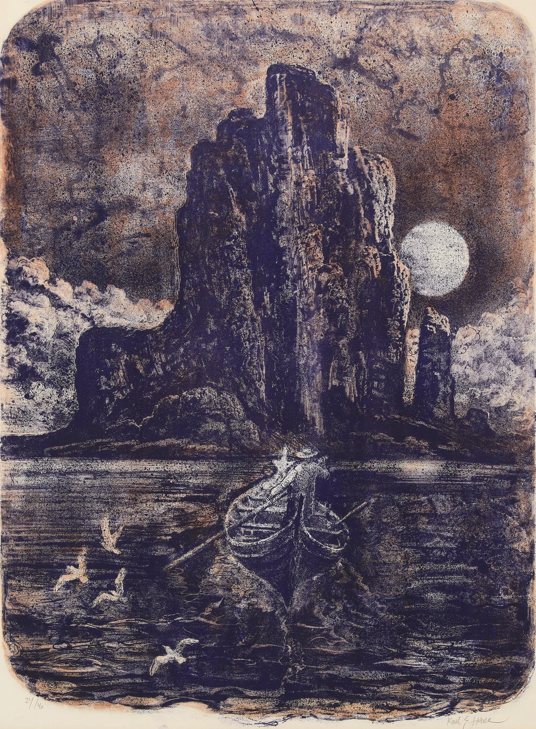 Harr, Karl Erik — "Månenatt" 1974 — Kunst/Grafikk — Blomqvist
