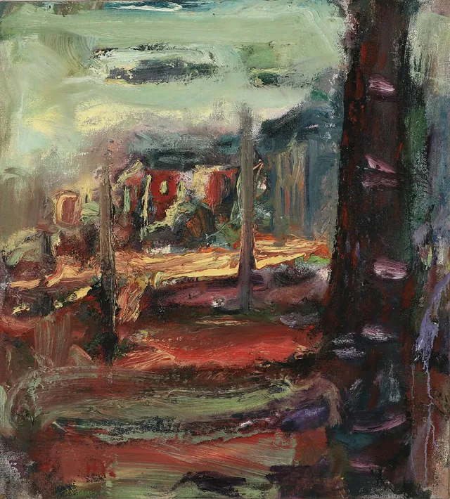 “Huset i skoven” (The House in the Forest). Signed HV. Oil on canvas. 94×85 cm.