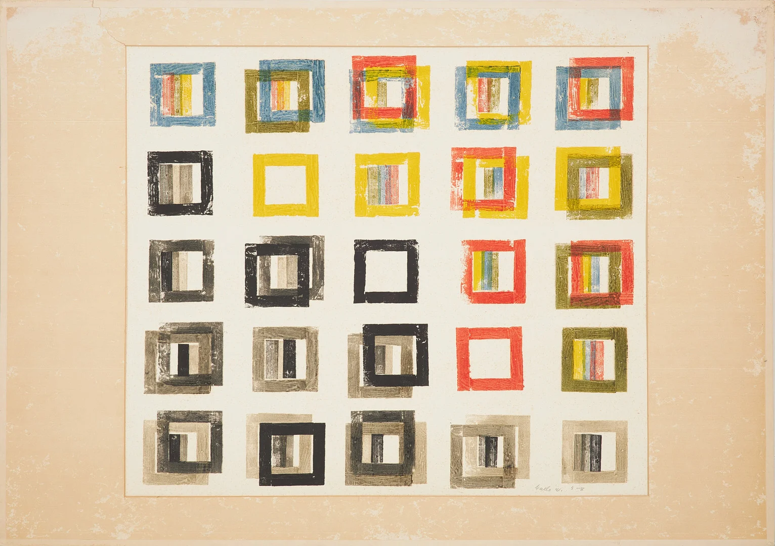 NALLE WERNER. Geometrisk komposition, möjligen monotyp, signerad Nalle W. 3-8. — Paintings — Stockholms Auktionsverk Sickla