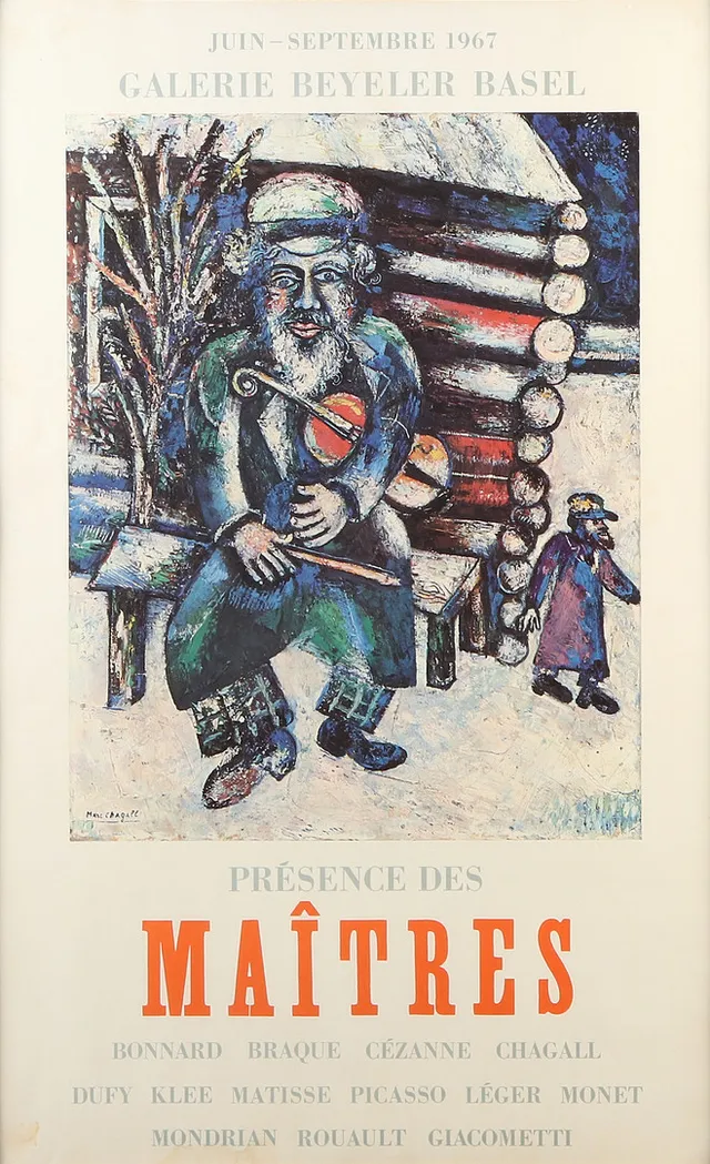 MARC CHAGALL. Utställningsaffisch. Galerie Beyeler Basel, 1967.