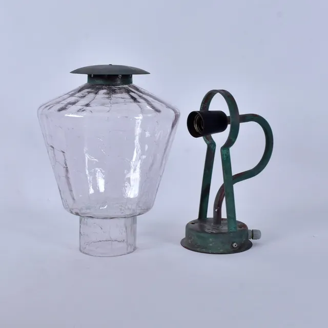 GUNNAR ASPLUND. Utebelysning/vägglampa, koppar/glas, Asea, 1930-tal.