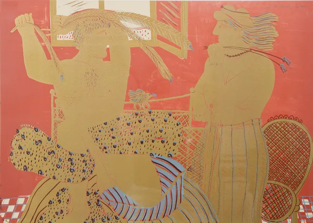 ALEXANDRE FASSIANOS. "Oiseau chantant dans ma chambre", litografi, signerad och numrerad 96/100.