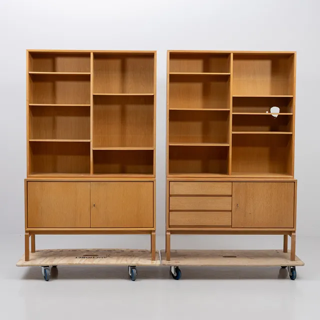 MARIAN GRABINSKI. Bokhyllor, 2 st, ekfanér, "MTP-serien", IKEA, 1960-tal.