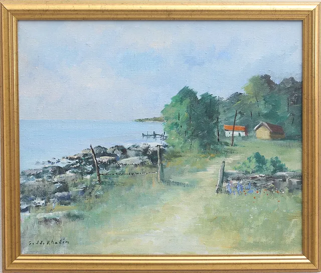 TEDDE RHODIN. Kustlandskap. Olja på duk, signerad.
