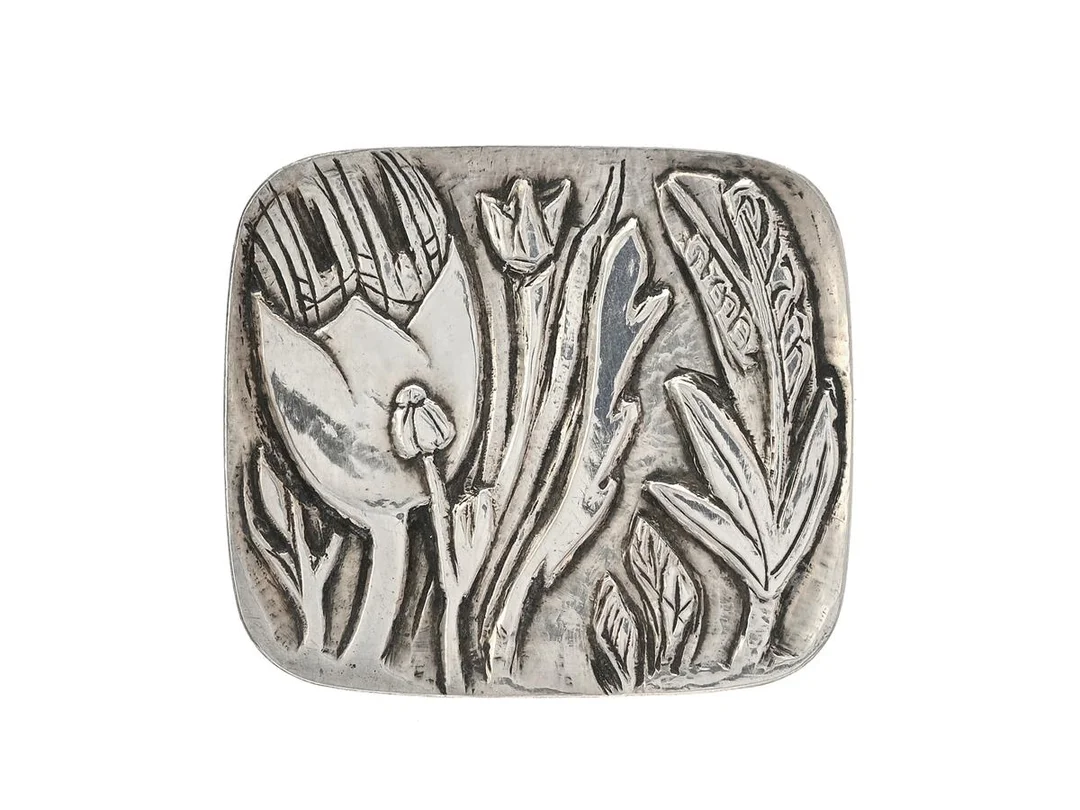 BROSCH, silver, Atelje Ture Jerkeman, Stockholm 1949, mått 31x35 mm, vikt 15,7 g. — Smycken/Brosch — Kaplans
