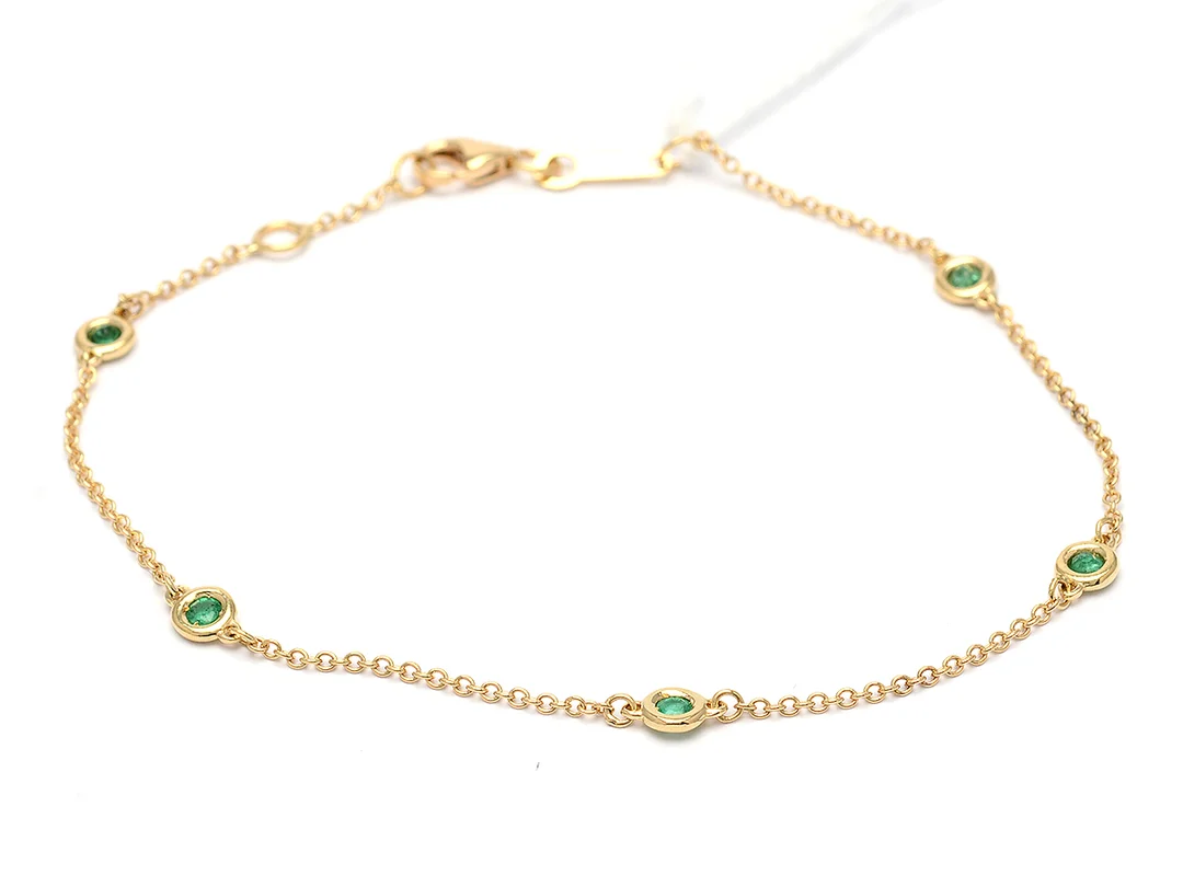 Armband 18K med gröna stenar 19cm 1,8g — Smycken/Armband — Kaplans