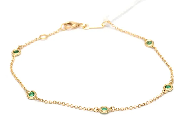 Armband 18K med gröna stenar 19cm 1,8g