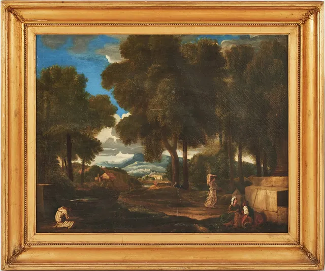 ITALIENSK SKOLA. omkring 1800, pastoralt landskap.