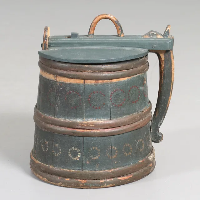 LAGGKÄRL, bemålat trä, allmoge, 1800-tal.