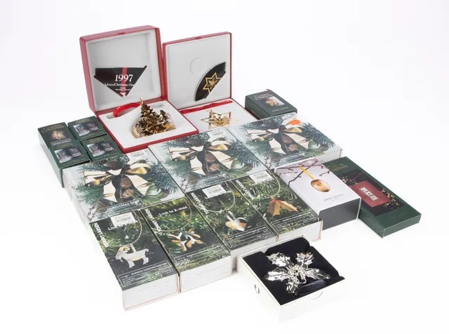 Georg Jensen, etc. Collection 'Golden Christmas' Christmas clocks, glass etc. (17)