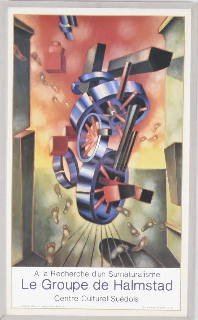UTSTÄLLNINGSAFFISCH, offsettryck, Erik Olson.