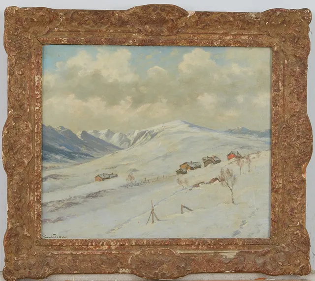 EINAR FROM (1872-1972). Norskt fjällandskap, signerad Einar From, olja på pannå.