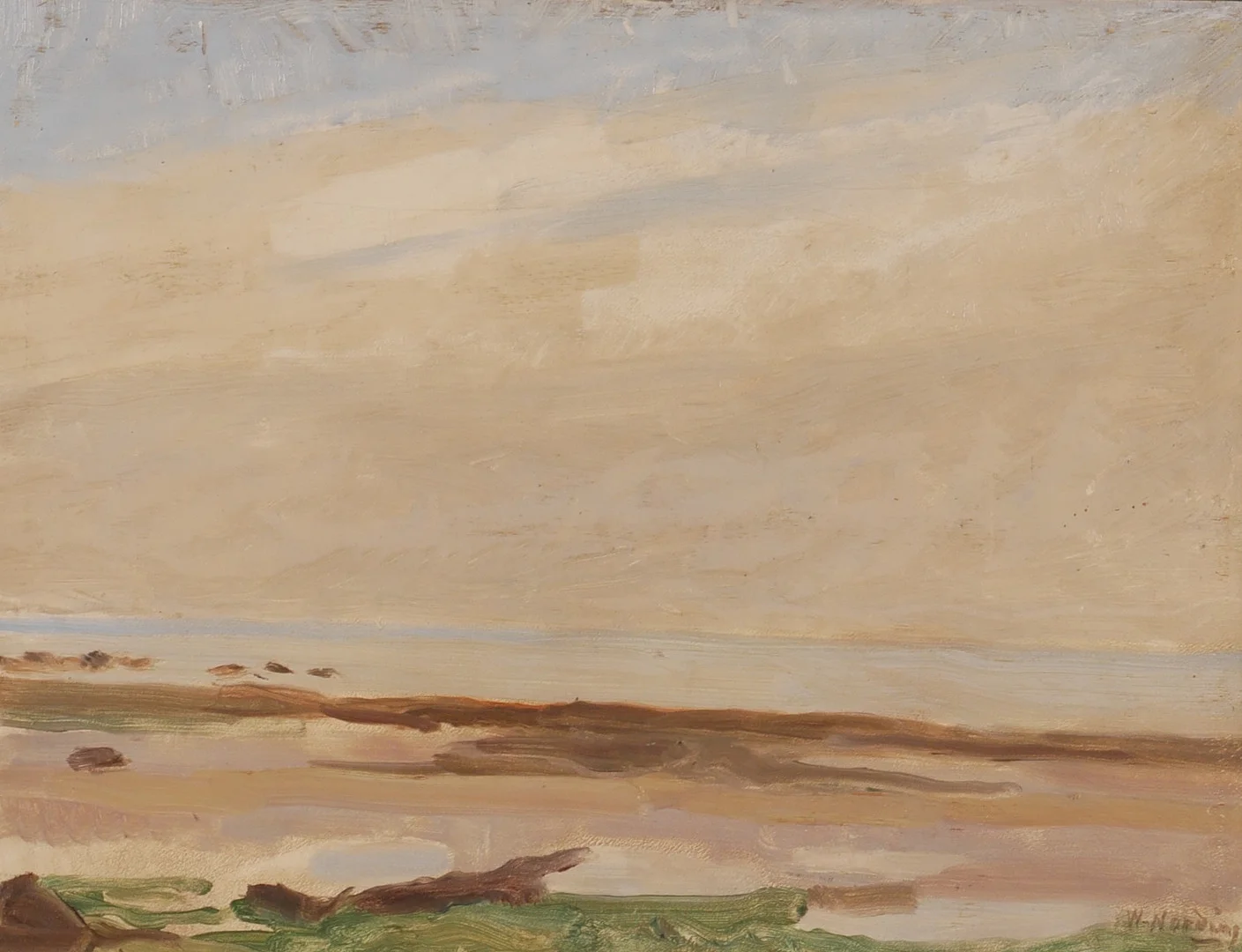 WILLIAM NORDING. "Kust, Normandie", olja på platta, signerad W Nording -25. — Paintings — Auktionsfirma Kenneth Svensson i Kalmar
