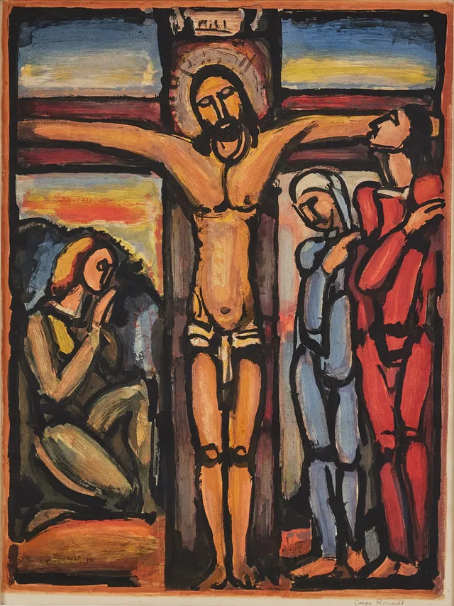 GEORGES ROUAULT. Christ en croix (from: Grandes eaux-fortes en couleurs ).