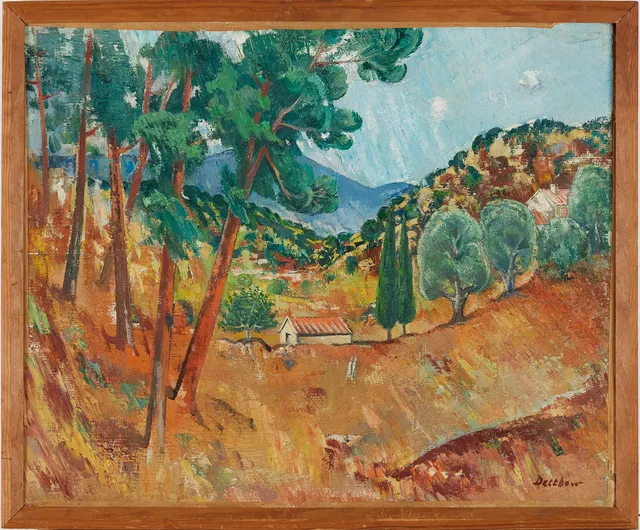 ERIC DETTHOW. "Paysage du Var", olja på duk, signerad Detthow.