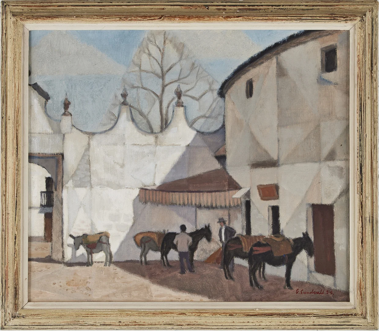 GÖSTA SUNDVALL (1900-1957). Sydländskt stadsmotiv, olja på pannå. — Paintings — Stockholms Auktionsverk Magasin 5