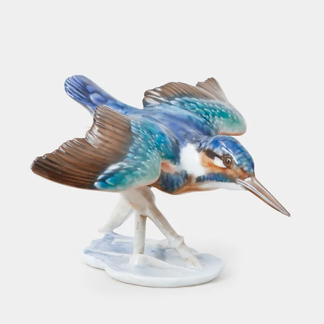 FRITZ HEIDENREICH. Figurin, porslin, kungsfiskare, Rosenthal, Tyskland.