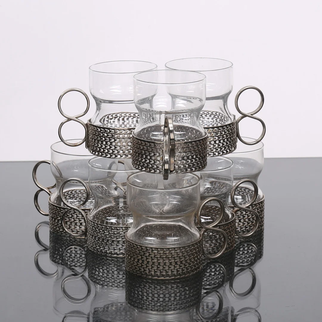 TIMO SARPANEVA. Teglas, 9 st, "Tsaikka", Iittala, Finland. — Utility glass — Auktionshuset Thelin & Johansson