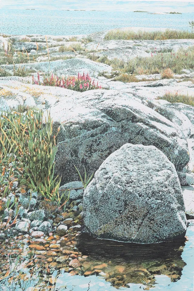 GÖRAN HAHNE. Färglitografi, "Skärgårdsblomster", signerad och numrerad 343/360.