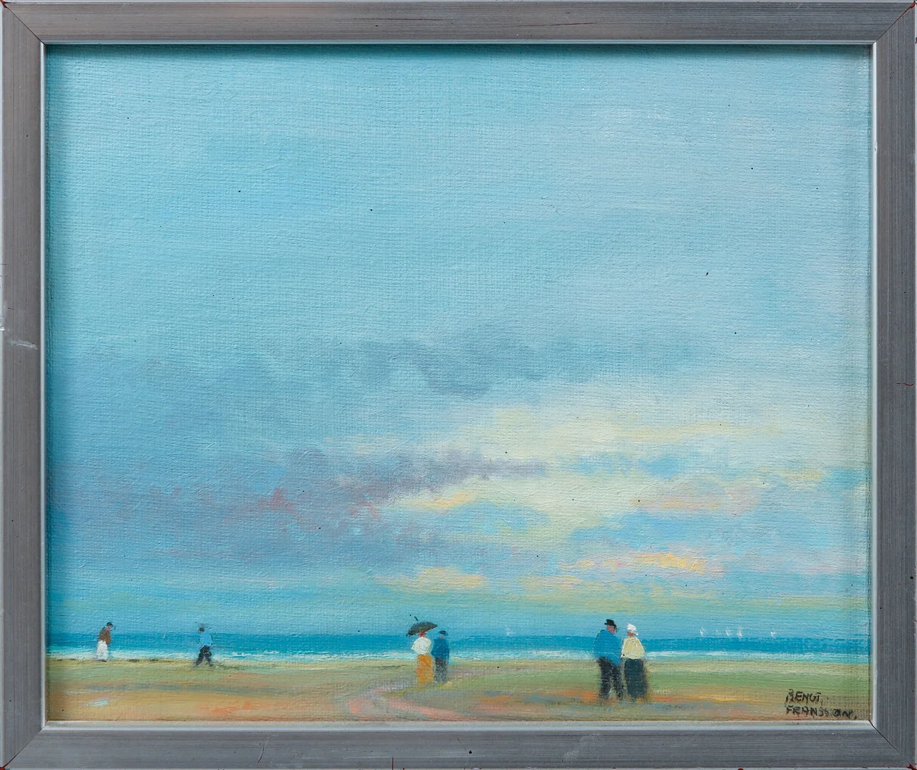 BENGT FRANSSON. Strandpromenad, olja på duk, signerad. — Paintings — Göteborgs Auktionsverk