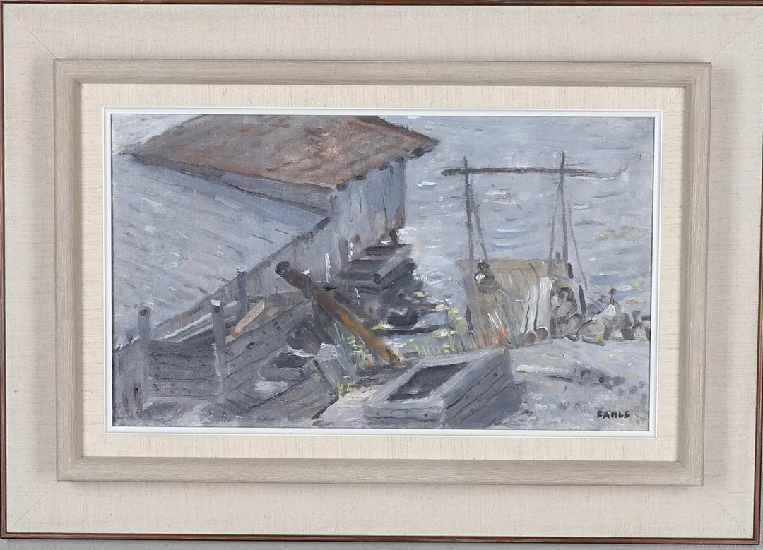 GUSTAF ADOLF FAHLE. "Stångskär Harstena", olja på duk signerad och daterad -86 a´tergo. — Paintings — Gomér & Andersson Norrköping