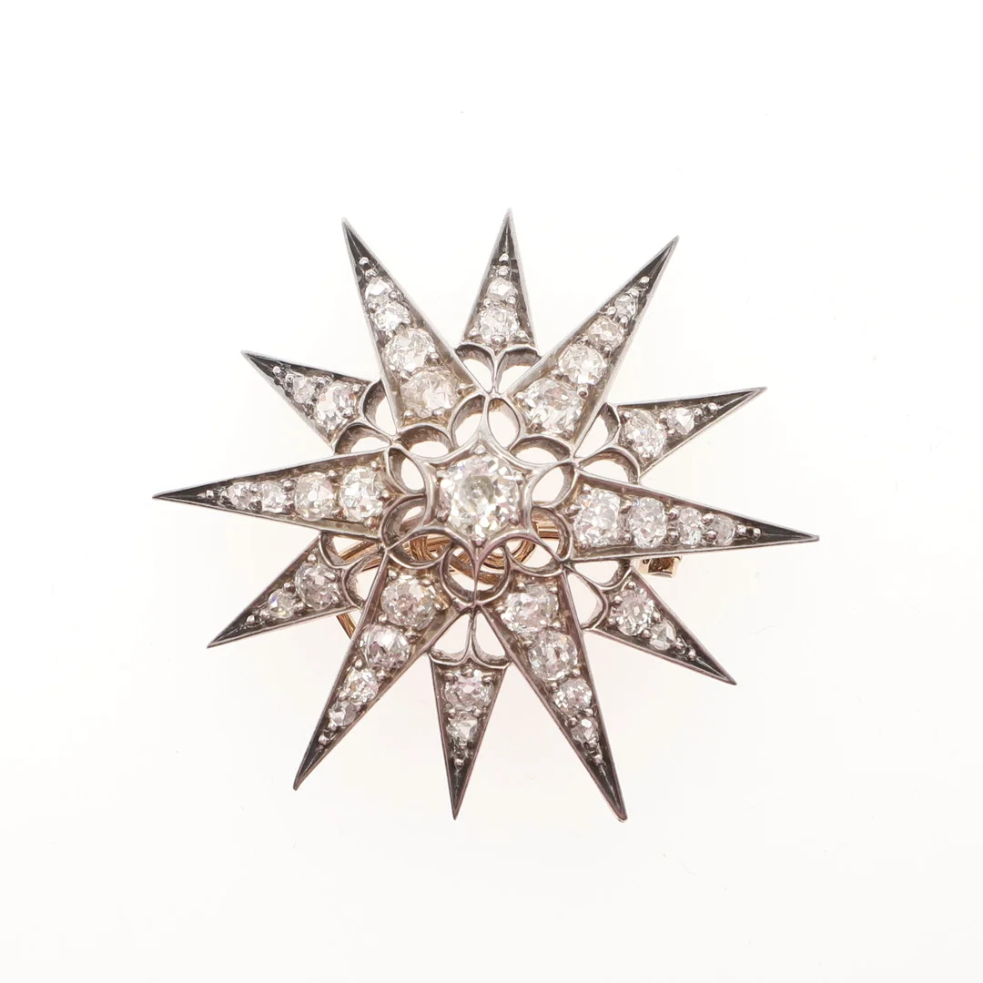 A VICTORIAN DIAMOND STAR BROOCH PENDANT. — Brooches & Pendants — Lawrences Auctioneers