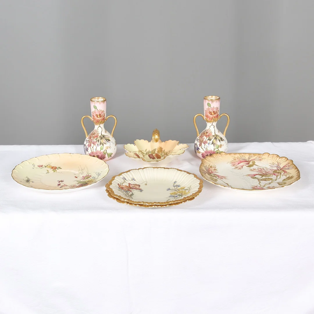ROYAL WORCESTER BLUSH IVORY AND RUDOLSTADT PORCELAIN. — European — Lawrences Auctioneers