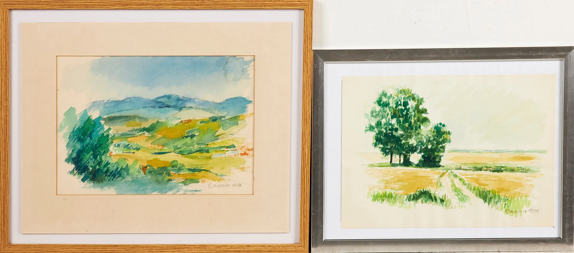 TORSTEN ERASMIE. Akvarell, 2 st, Landskapsmotiv, Signerad och daterade 1978. — Paintings — Stockholms Auktionsverk Sickla