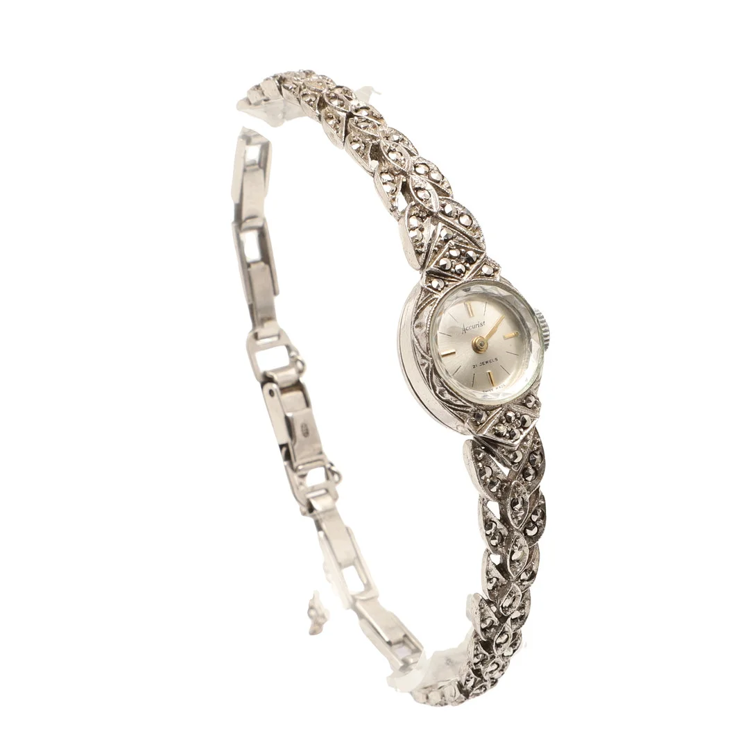 A LADY'S MARCASITE WRISTWATCH BY ACCURIST. — Wristwatches — Lawrences Auctioneers