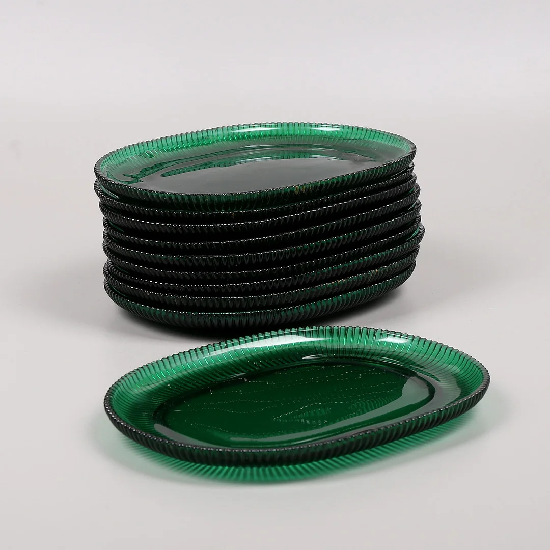 ARTHUR PERCY. Hummertallrikar, 10 st, "Reffla", Gullaskruf. — Utility glass — Växjö Auktionskammare